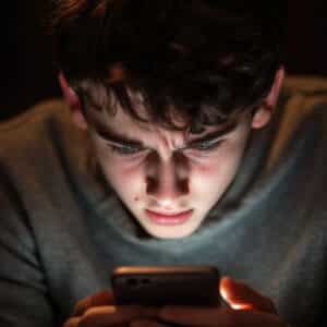 incel ragazzo preoccupato con telefonino